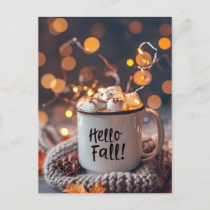 Postale Bonjour Automne carte de voeux avec tasse