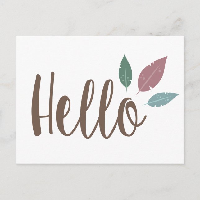 Postale Bonjour plume douce carte boho (Devant)