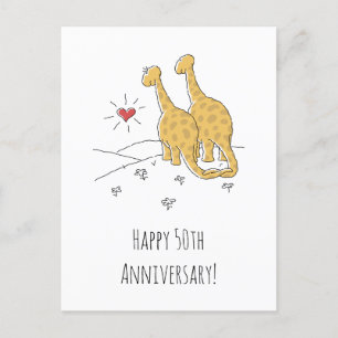 Postale Bonne 50e anniversaire Mariage carte de dinosaures