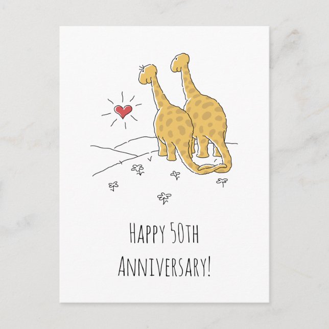 Postale Bonne 50e anniversaire Mariage carte de dinosaures (Devant)
