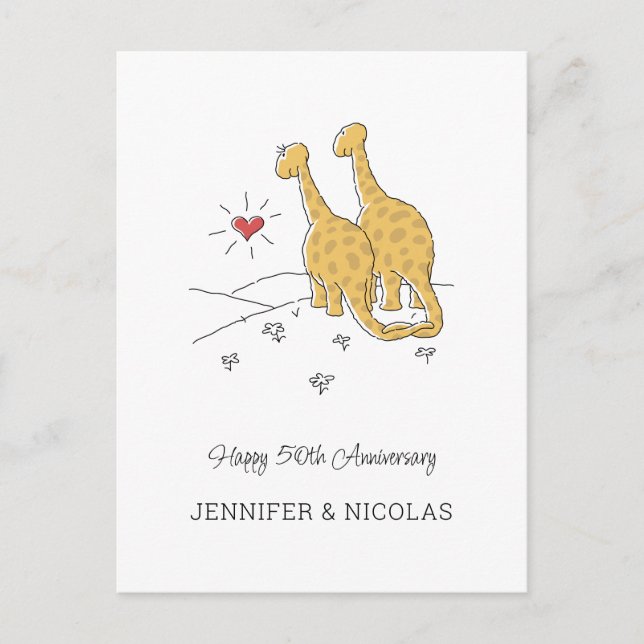 Postale Bonne 50e anniversaire Mariage carte de dinosaures (Devant)