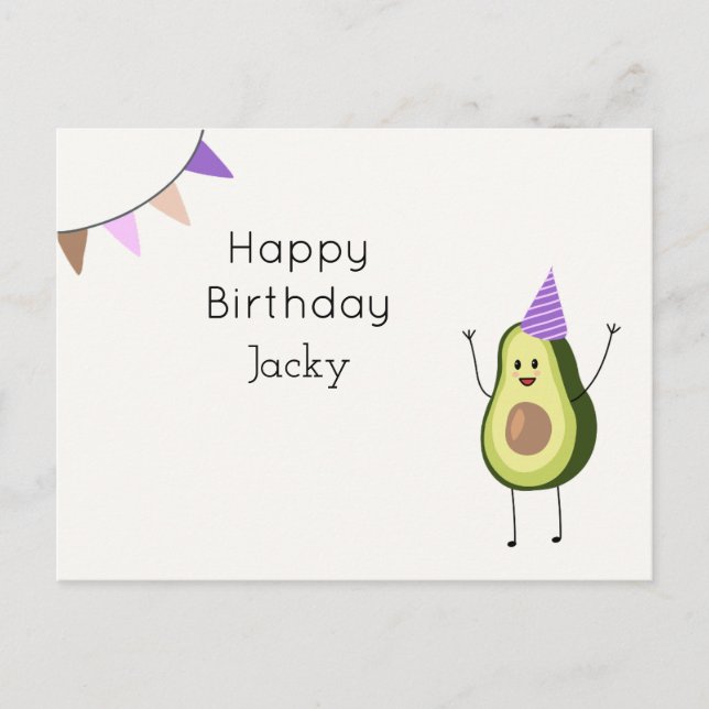 Postale Bonne carte Avocado anniversaire (Devant)