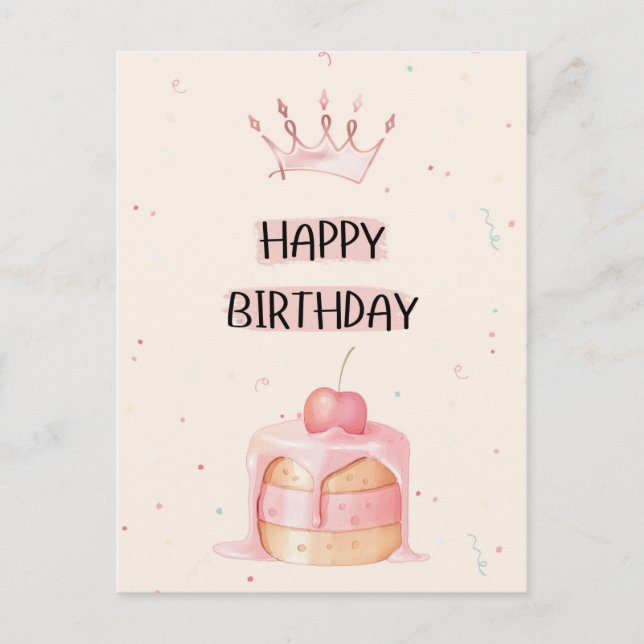 Postale Bonne carte d'anniversaire avec gâteau (Devant)