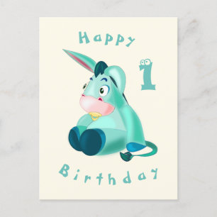 Postale Bonne carte d'anniversaire - Bébé Donkey - Votre â