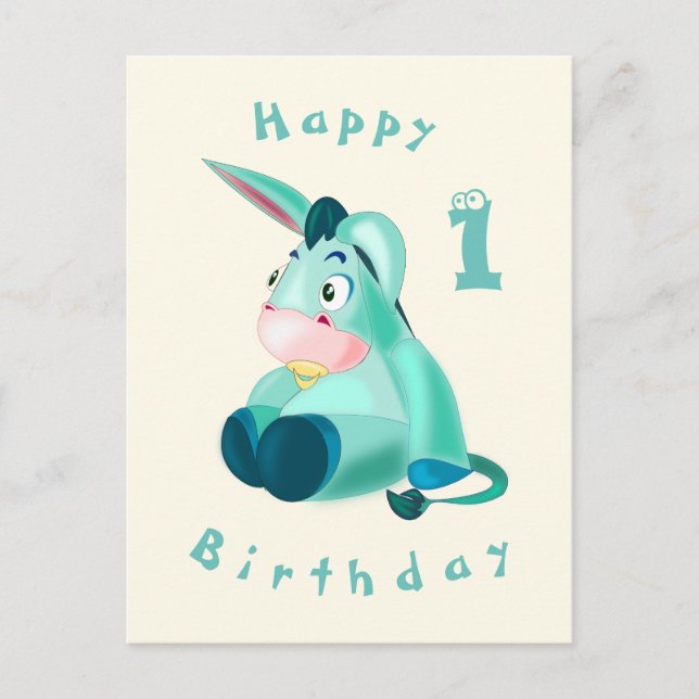 Postale Bonne carte d'anniversaire - Bébé Donkey - Votre â (Devant)