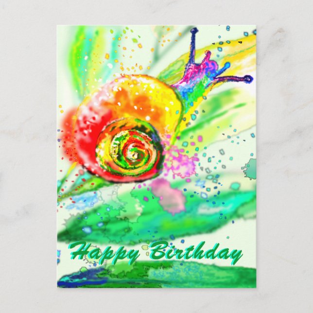 Postale Bonne carte d'anniversaire Rainbow Snail Peinture (Devant)