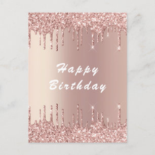 Postale Bonne carte d'anniversaire Rose Gold Blush Parties