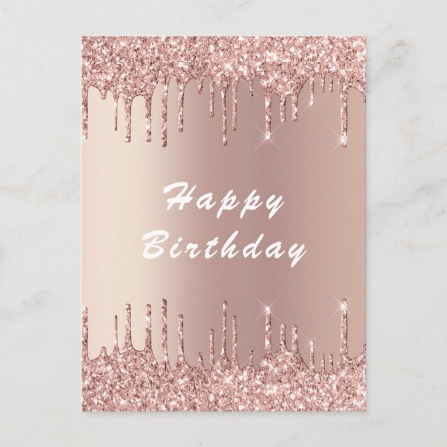 Postale Bonne carte d'anniversaire Rose Gold Blush Parties (Devant)