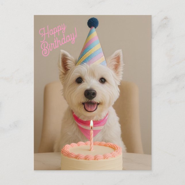 Postale Bonne carte d'anniversaire Westie (Devant)