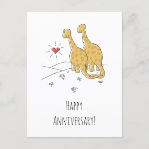 Postale Bonne carte de dinosaures mariées à l'anniversaire