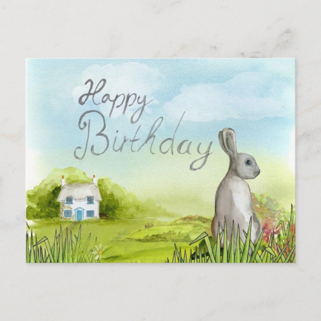 Postale Bonne carte de lapin d'anniversaire (Devant)