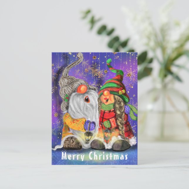 Postale Bonne carte de Noël Gnome (Debout devant)