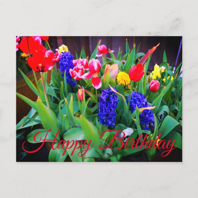 Postale Bonne Fleurs Printemps d'Anniversaire #3 Carte pos (Devant)