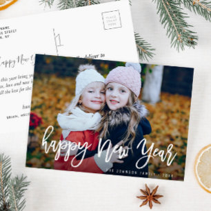 Postale BONNE NOUVELLE ANNÉE   carte de voeux photo rustiq