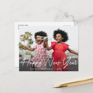 Postale BONNE NOUVELLE ANNÉE   typographie script carte de