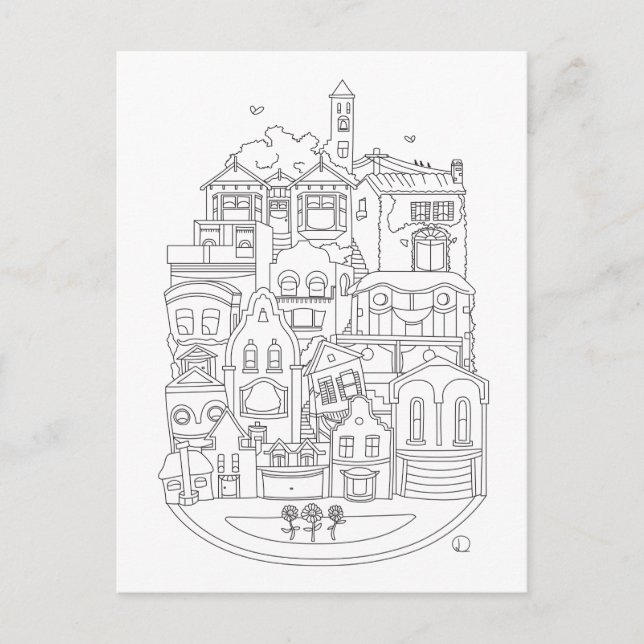 Postale Bonne nouvelle couleur de maison dans carte postal (Devant)