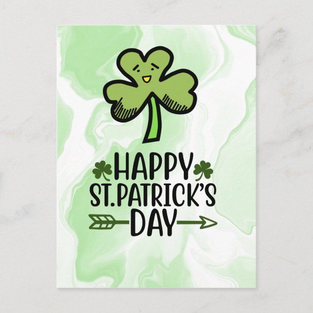 Postale Bonne St.Patrick's Day avec carte shamrock (Devant)