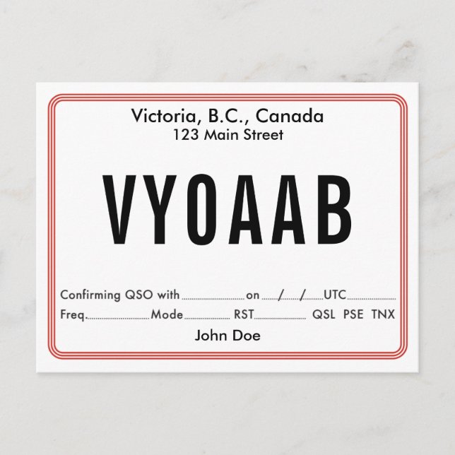 Postale Bordure arrondie rétro de la carte QSL (Devant)