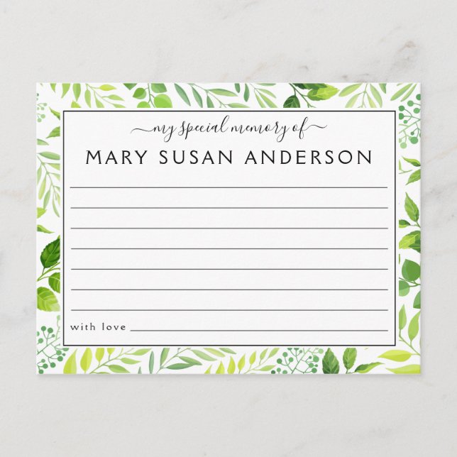 Postale Botanique Partager une carte d'assiduité funéraire (Devant)