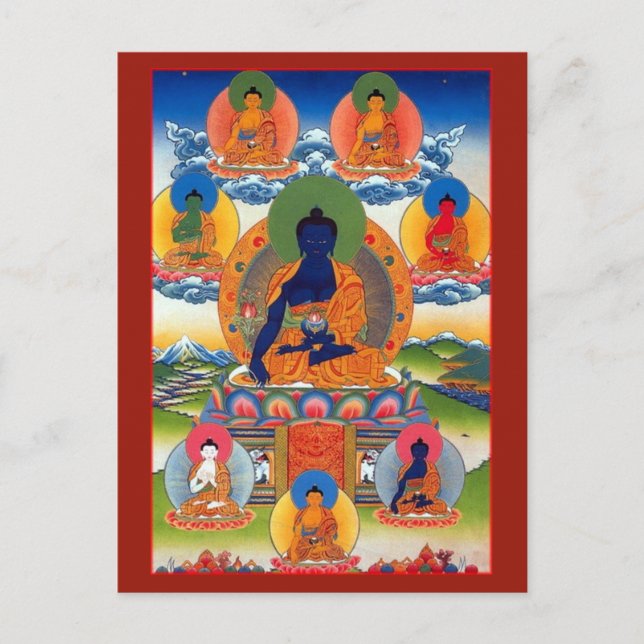 Postale Bouddha de la Médecine Carte d'autel bouddhiste ti (Devant)