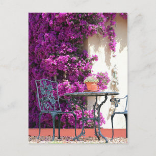 Postale Bougainvilliers fleurs chaises de table Carte post