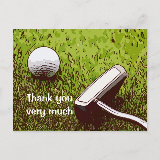 Postale Boule de golf avec carte de remerciements d'aquare (Devant)