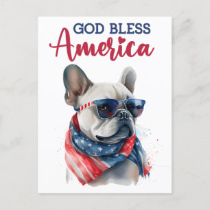 Postale Bouledogue français, Dieu bénisse l'Amérique Carte