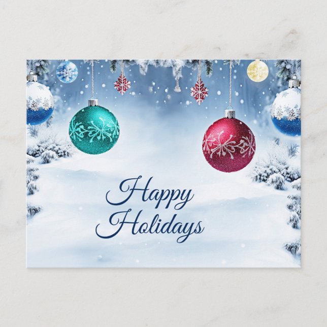 Postale Boules de Noël Carte de Vœux Hivernale (Devant)