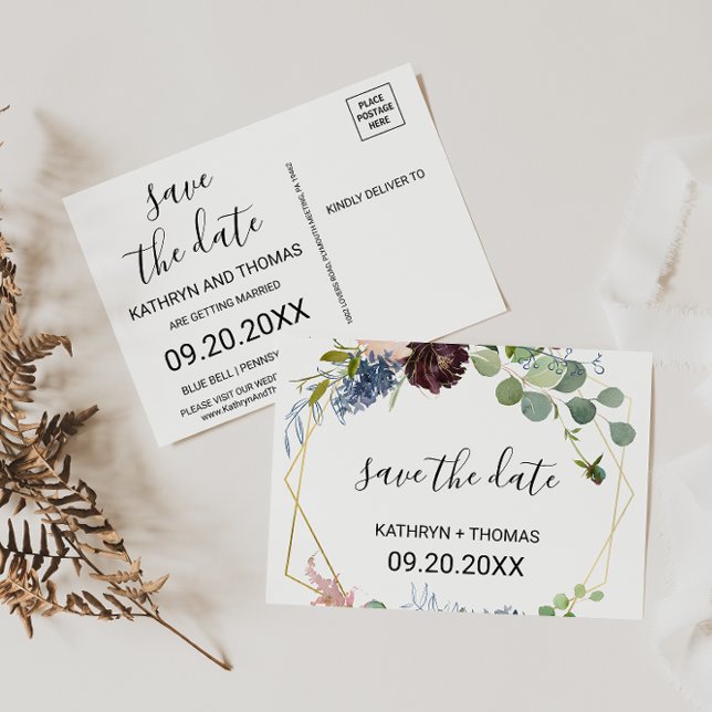 Postale Bourgogne Floral et verdure Enregistrer la carte D (Créateur téléchargé)