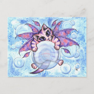 Postale Bubble Fairy Kitten Imaginaire Cat Art Carte posta