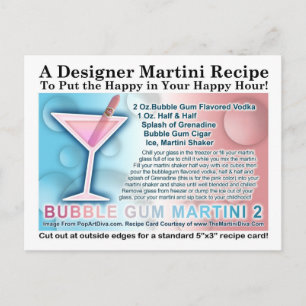 Postale Bubble Gum Candy Martini Opus Deux Recette Carte