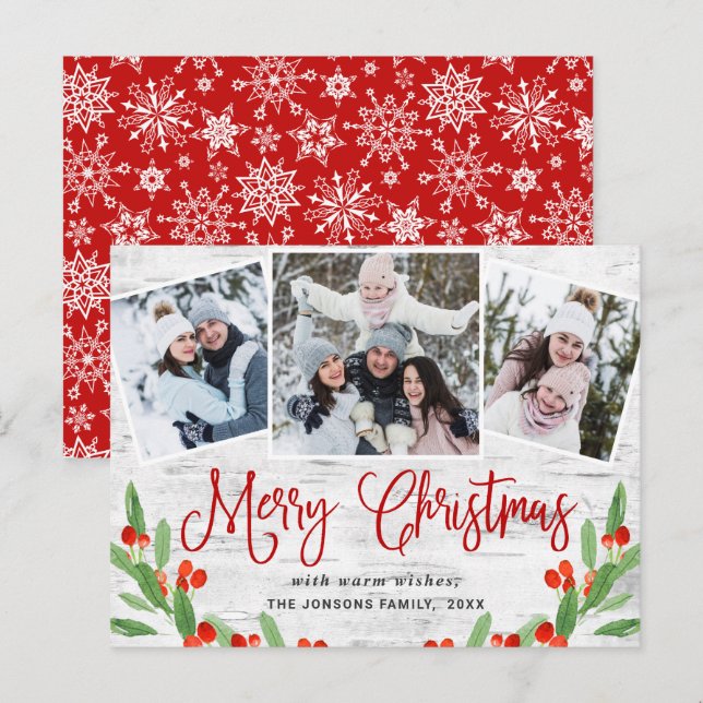 Postale Budget Noël Rustic 3 PHOTO Carte de voeux (Devant / Derrière)