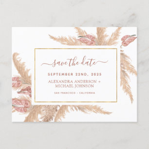 Postale Budget Pampas Grass Boho Enregistrer la date Carte