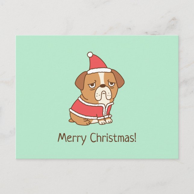 Postale Bulldog Santa Claus Funny Joyeux Noël Carte postal (Devant)