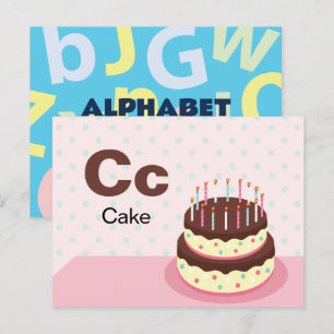 Postale C est pour le gâteau - Carte Flash Alphabet