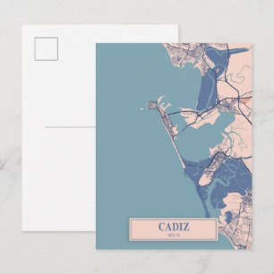 Postale Cadix Espagne Carte de la ville venteuse Voyage