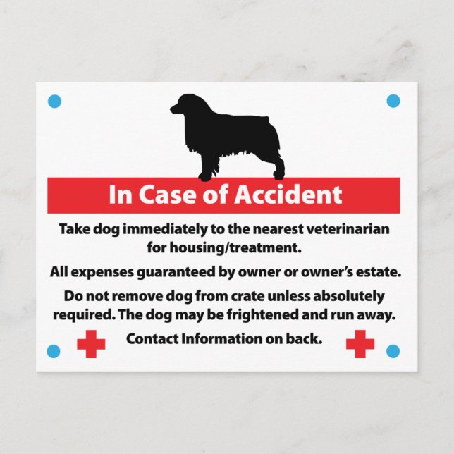 Postale Cage pour chien - Carte en cas d'urgence : Aussie (Devant)