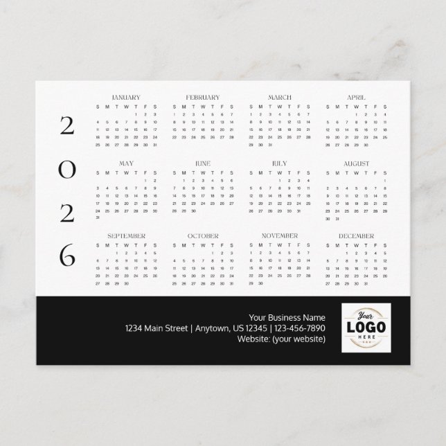 Postale Calendrier 2026 avec logo d'entreprise Carte posta (Devant)