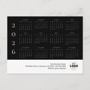 Postale Calendrier 2026 avec logo d'entreprise Carte posta