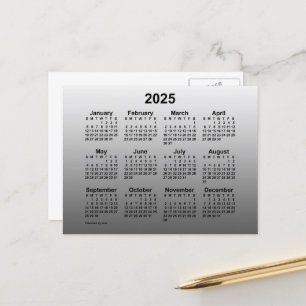 Postale Calendrier Mini 2025 Blanc Décoloré par Janz Carte