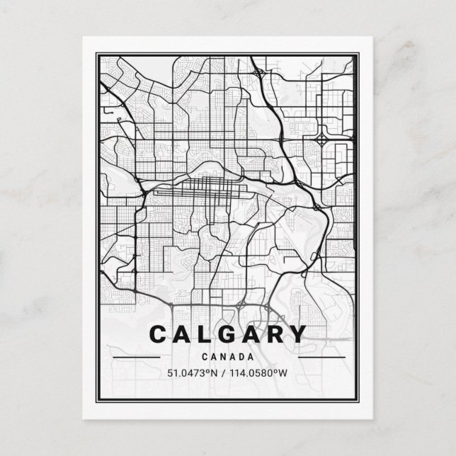 Postale Calgary Alberta Carte des villes de voyage (Devant)
