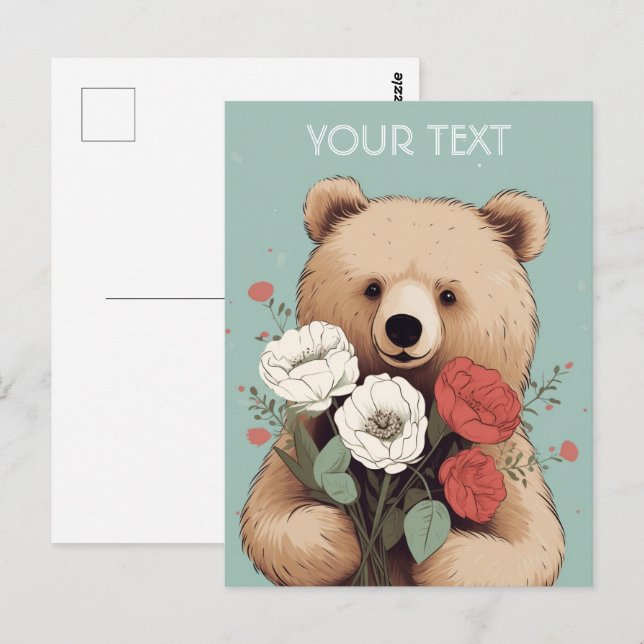 Postale Câlins d'ours et fleurs : une carte pour chaque oc (Devant / Derrière)