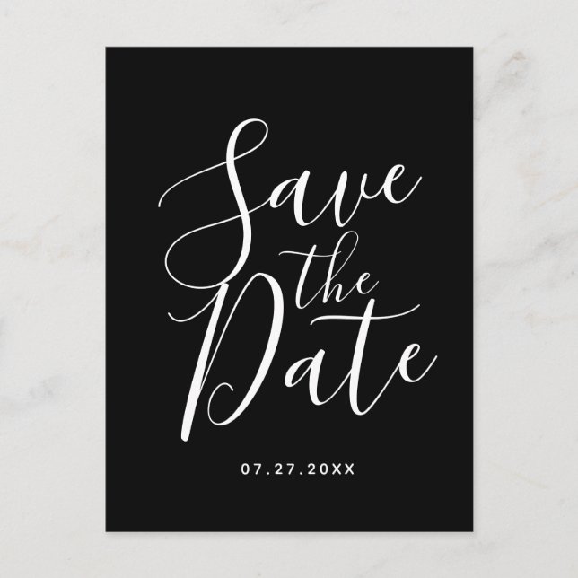Postale Calligraphie Noire Enregistrer La Date Carte Posta (Devant)