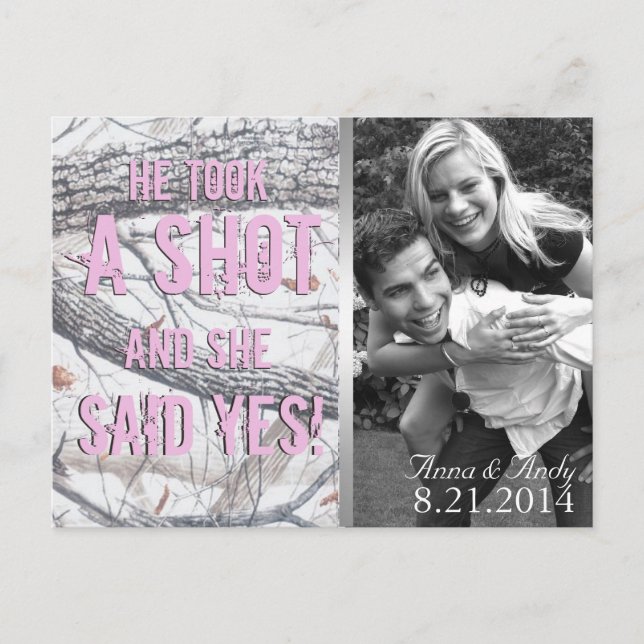 Postale Camo D'Hiver Rose Enregistrer La Date Carte Postal (Devant)