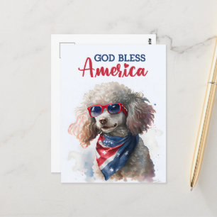 Postale Caniche Patriotique, Dieu Bénisse l'Amérique Carte