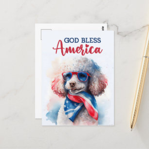 Postale Caniche Patriotique, Dieu Bénisse l'Amérique Carte