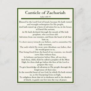 Postale Cantique de Zacharie et carte de prière du Magnifi