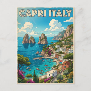 Postale Capri Italie Carte de Voyage Anime Vintage
