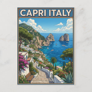 Postale Capri Italie Carte de Voyage Anime Vintage