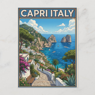 Postale Capri Italie Carte de Voyage Anime Vintage